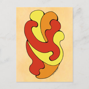 Umarmungskurven (Gelb, Rot, Orange) Postkarte