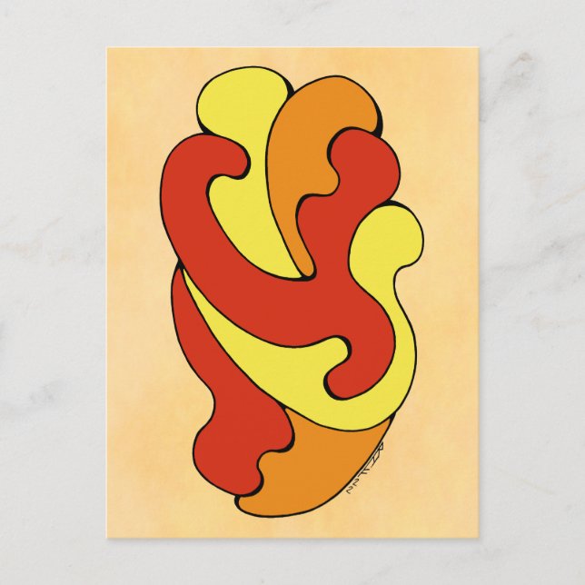 Umarmungskurven (Gelb, Rot, Orange) Postkarte (Vorderseite)