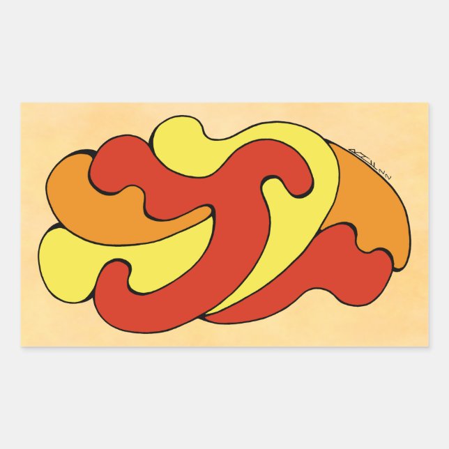 Umarmungskurven (Gelb, Rot, Orange) Rechteckiger Aufkleber (Vorderseite)