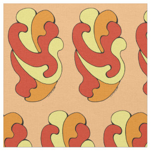 Umarmungskurven (Gelb, Rot, Orange) Stoff