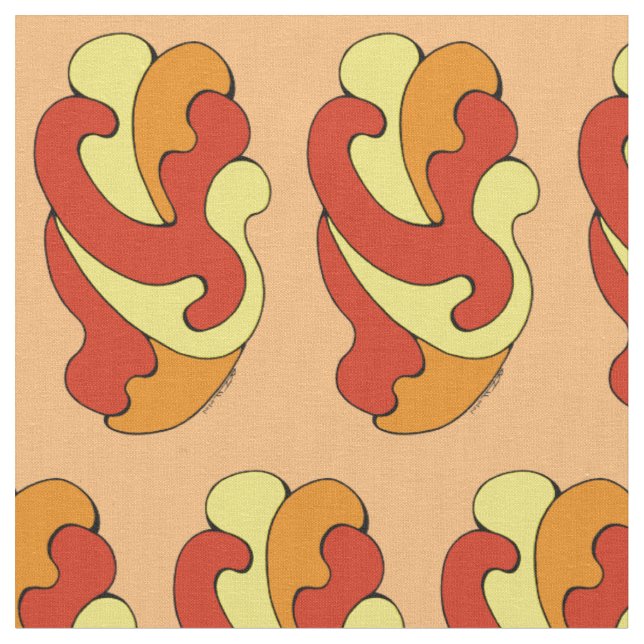 Umarmungskurven (Gelb, Rot, Orange) Stoff (Nahaufnahme)
