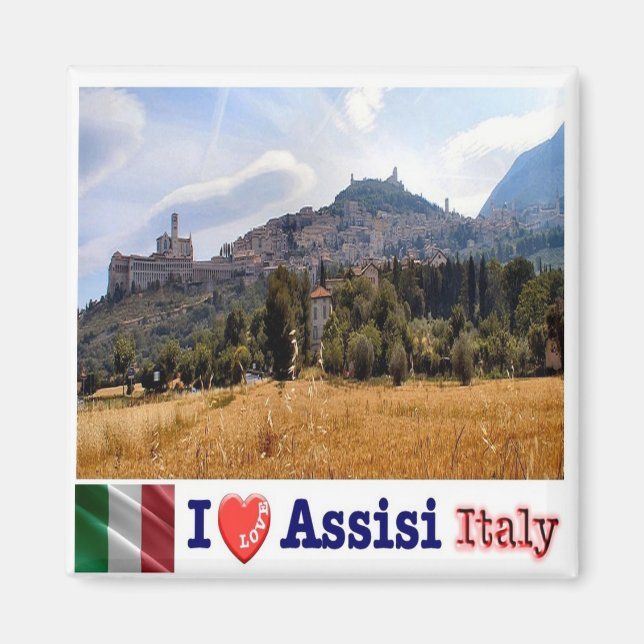 UMB033 ASSISI, I Liebe, Umbrien, Italien, Kühlschr Magnet (Vorne)