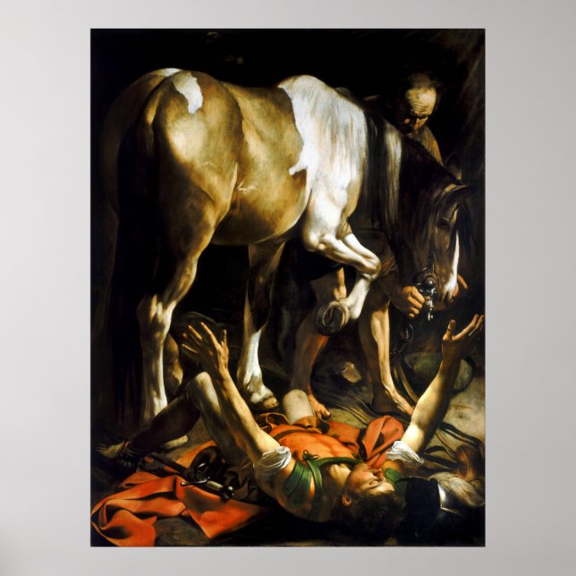 Umbau von Caravaggio auf dem Weg nach Damaskus Poster (Vorne)