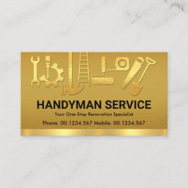 Umbau von extravaganten Gold Handyman-Bauwerkzeuge Visitenkarte