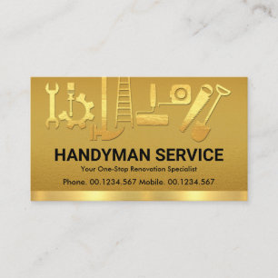 Umbau von extravaganten Gold Handyman-Bauwerkzeuge Visitenkarte