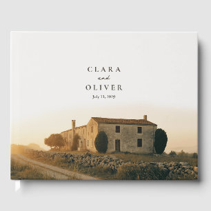 Umber Schrift Serif Tuscan Farmhouse Italien Hochz Gästebuch
