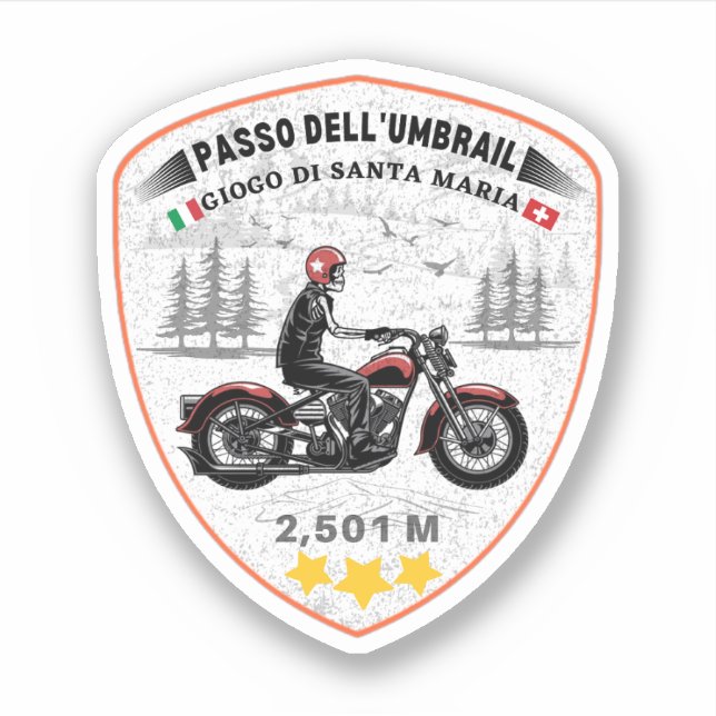 Umbrail Pass Grenzalpen Italien-Schweiz Aufkleber (Vorderseite)