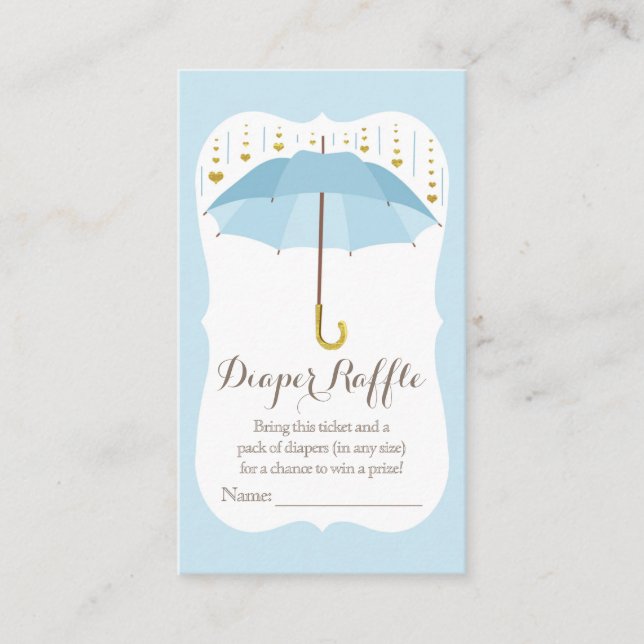 Umbrella Baby Sprinkle Blue Diaper Raffel Ticket Begleitkarte (Vorderseite)