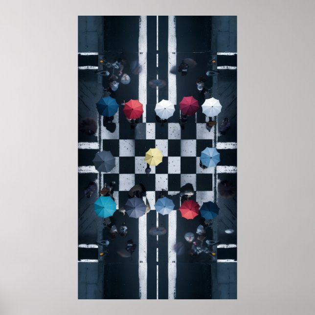 Umbrella Chessboard Poster (Vorne)