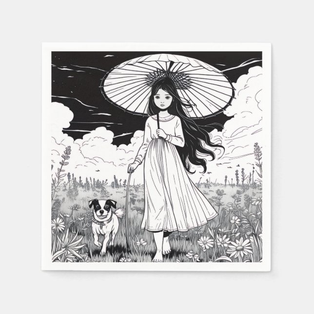 Umbrella Girl Serviette (Vorderseite)