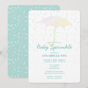 Umbrella Mint Baby Sprinkor Shower Invitation