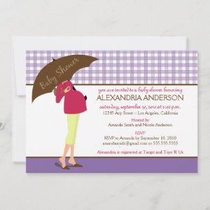 Umbrella Mommy Gingham Baby Shower Invite (lila) Einladung