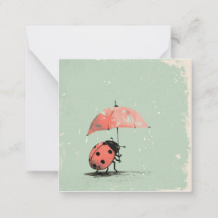 Umbrella Parade: Adorable Ladybug Mitteilungskarte