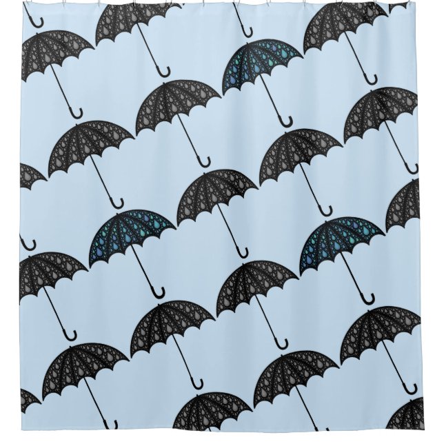 Umbrella Pattern Blue Gray Duschvorhang (Vorderseite)