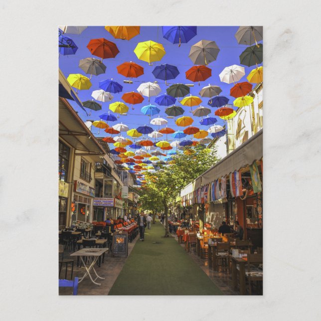 Umbrella Street Antalya Türkei Fotografie Postkarte (Vorderseite)