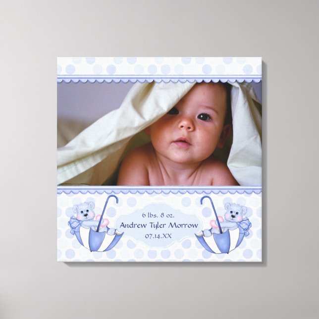 Umbrella Teddy Bear Polka Baby Canvas Print Leinwanddruck (Vorderseite)