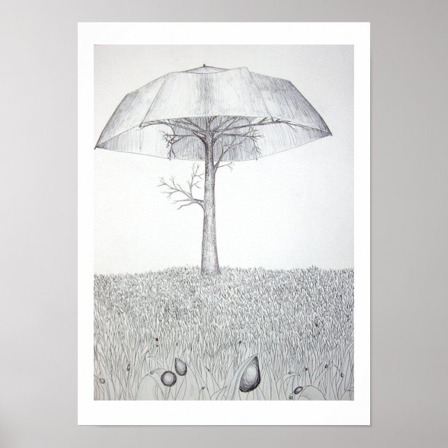 Umbrella Tree B&W Poster (Vorne)