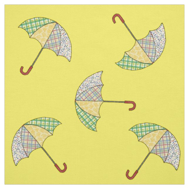 Umbrellas auf gelben Stoffen Stoff (Muster)