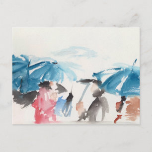 Umbrellas Detail Original Aquarellfarben Postkarte