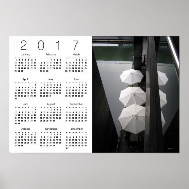 Umbrellas Paris Weißkalender Poster 2017 (Vorne)
