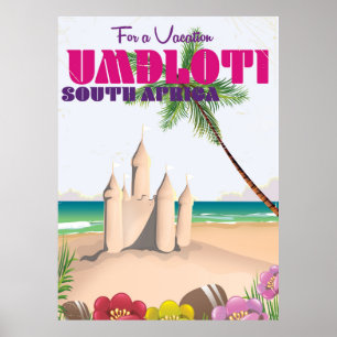 Umdloti South Africa vintage travel poster