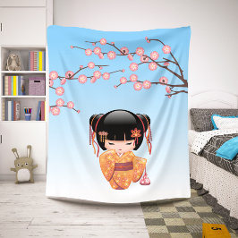 Ume Kokeshi Doll - Japanisch Geisha Girl Blue Sherpadecke