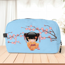 Ume Kokeshi Doll - Japanisch Geisha Girl Blue Waschbeutel
