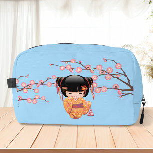 Ume Kokeshi Doll - Japanisch Geisha Girl Blue Waschbeutel