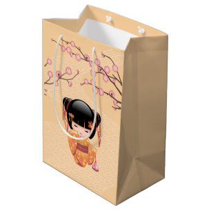 Ume Kokeshi Doll - Japanisch Geisha Girl Yellow Mittlere Geschenktüte