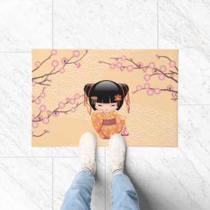 Ume Kokeshi Doll - Japanisch Peach Geisha Girl Fußmatte