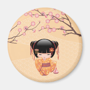 Ume Kokeshi Doll - Japanisch Peach Geisha Girl Magnet