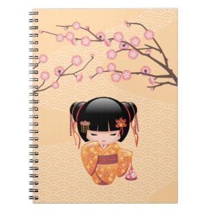 Ume Kokeshi Doll - Japanisch Peach Geisha Girl Notizblock