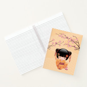Ume Kokeshi Doll - Japanisch Peach Geisha Girl Notizbuch