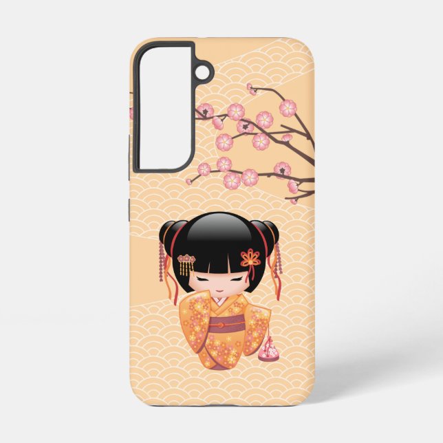 Ume Kokeshi Doll - Japanisch Peach Geisha Girl Samsung Galaxy Hülle (Rückseite)