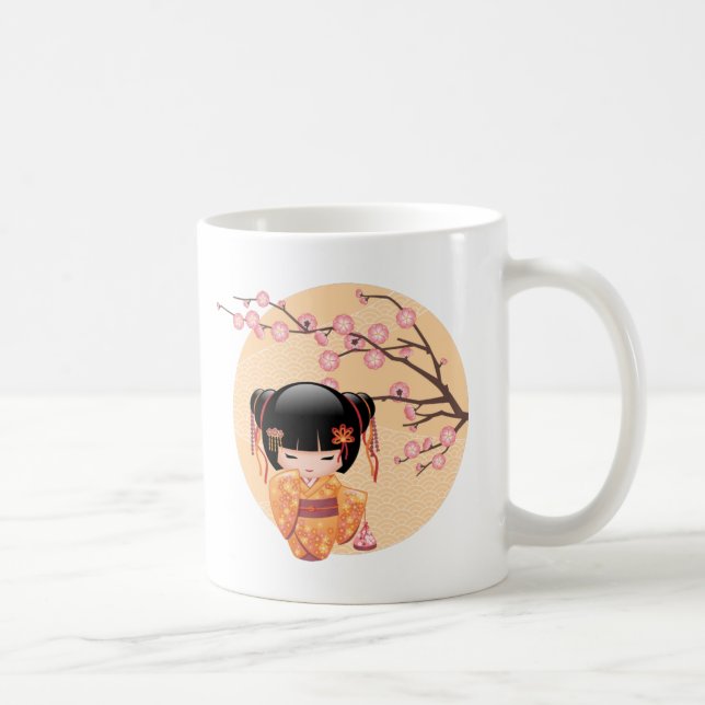 Ume Kokeshi Doll - Japanischer Peach Geisha Girl C Kaffeetasse (Rechts)