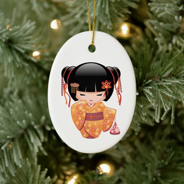Ume Kokeshi Doll - Niedliches japanisches Geisha G Keramik Ornament (Baum)
