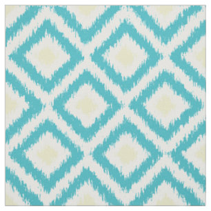 Umfangs-Aqua-Gelb Ikat Diamant-Muster Stoff