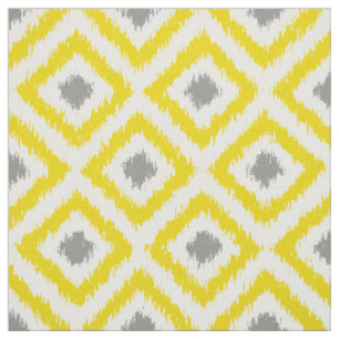 Umfangs-gelbes und graues Ikat Diamant-Muster Stoff
