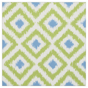 Umfangs-grünes und blaues Ikat Diamant-Muster Stoff