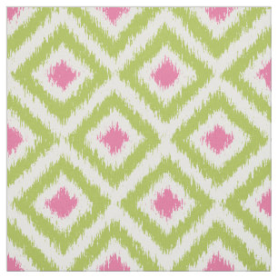 Umfangs-grünes und rosa Ikat Diamant-Muster Stoff
