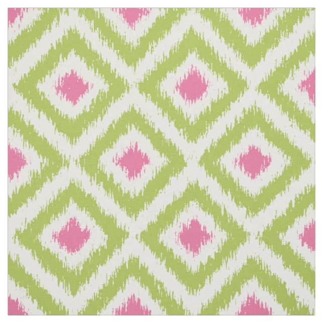 Umfangs-grünes und rosa Ikat Diamant-Muster Stoff (Muster)