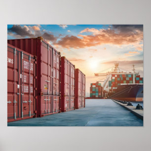 Umfassende Reichweite der Containerschifffahrt Poster
