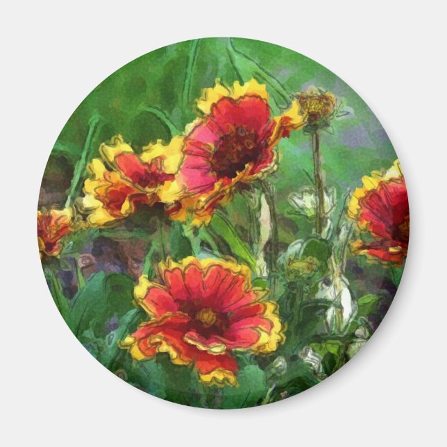 Umfassender Blumenwatercolor-Skizze-Magnet Magnet (Vorne)