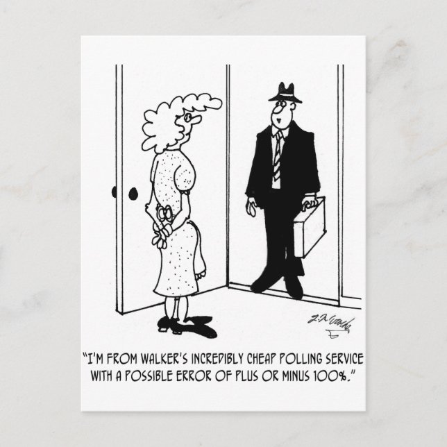 Umfragen mit möglichem Fehler von Plus oder Minus  Postkarte (Vorderseite)