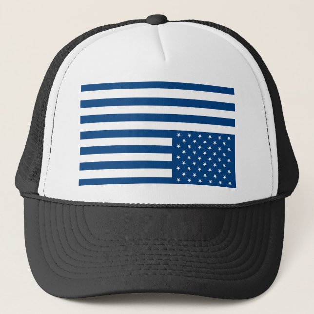 Umgedrehte amerikanische Flagge - Blau Truckerkappe (Vorderseite)