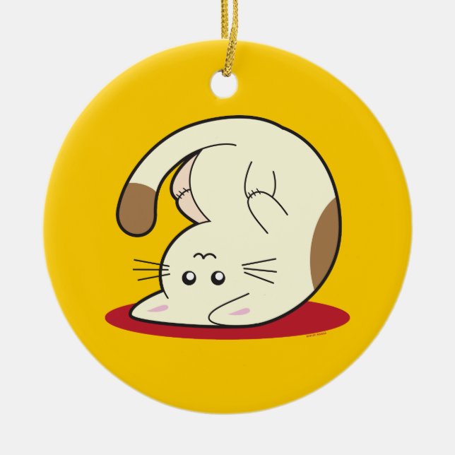 Umgedrehte Katze Keramik Ornament (Vorne)