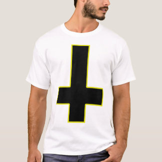 Umgedrehte schwarze Quergoldgrenze T-Shirt