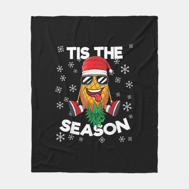 Umgedrehtes Ananas-Weihnachtsmann-Tis-Saison-Weihn Fleecedecke (Vorderseite)