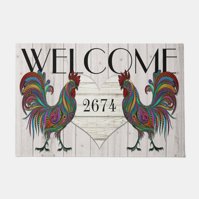 Umgekehrte Rooster-Begrüßungstüre Fußmatte (Vorderseite)