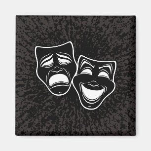 Umgekehrte Schwarz-Weiß-Komödie- und Tragödienmask Magnet